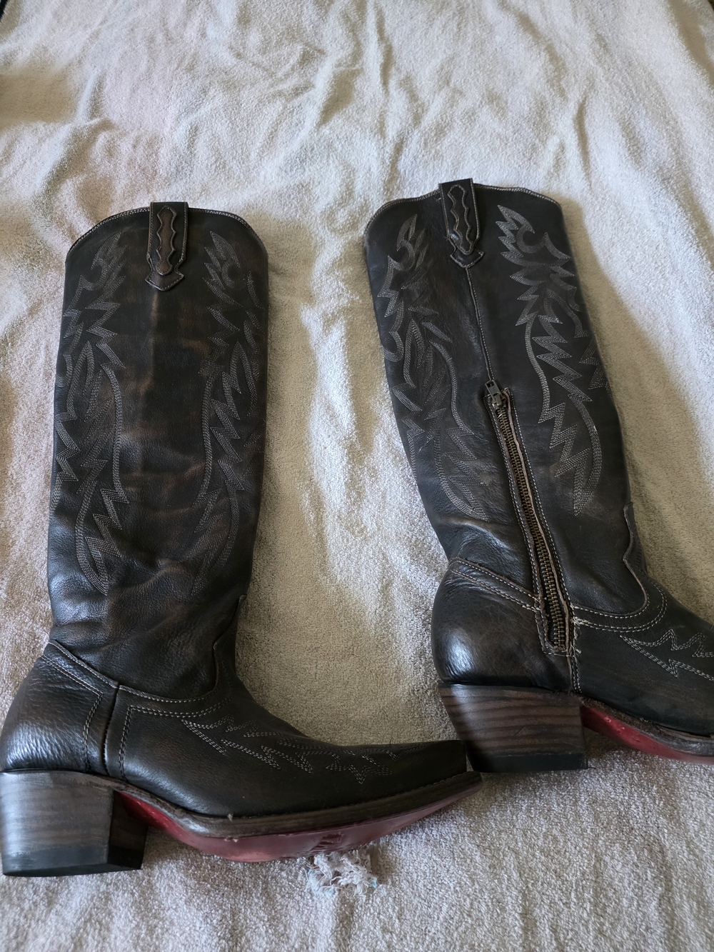 Freebird by Steven Brown Leather Western Heeled Boots with Red Soles